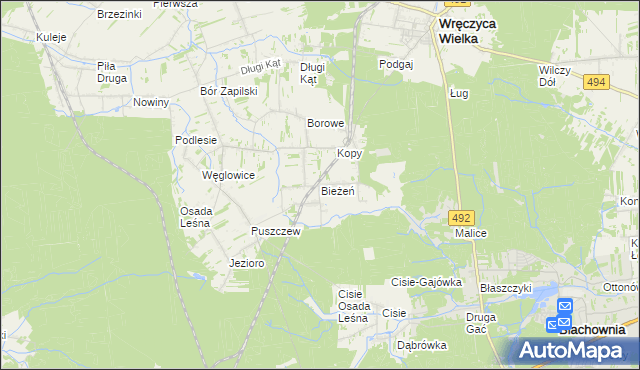 mapa Bieżeń, Bieżeń na mapie Targeo