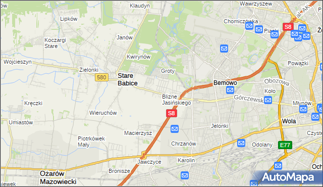 mapa Blizne Jasińskiego, Blizne Jasińskiego na mapie Targeo