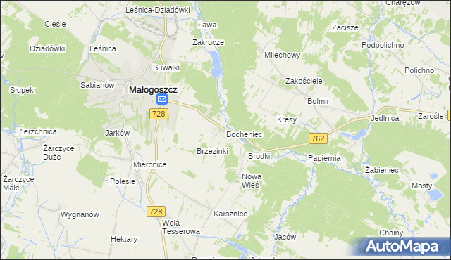 mapa Bocheniec gmina Małogoszcz, Bocheniec gmina Małogoszcz na mapie Targeo