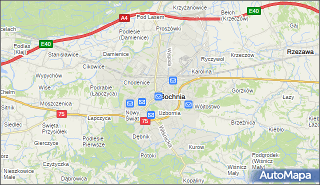 mapa Bochni, Bochnia na mapie Targeo