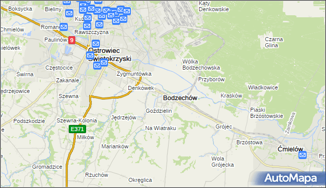 mapa Bodzechów, Bodzechów na mapie Targeo