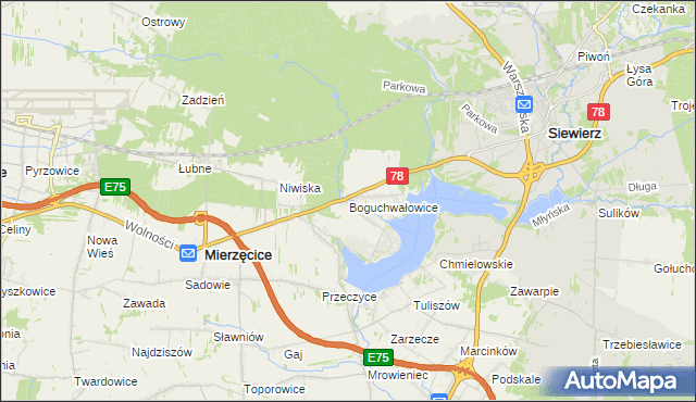 mapa Boguchwałowice, Boguchwałowice na mapie Targeo