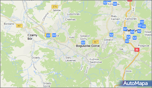 mapa Boguszów-Gorce, Boguszów-Gorce na mapie Targeo