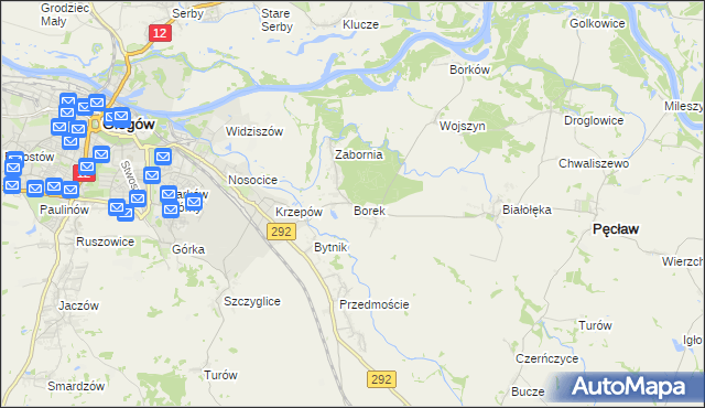 mapa Borek gmina Głogów, Borek gmina Głogów na mapie Targeo