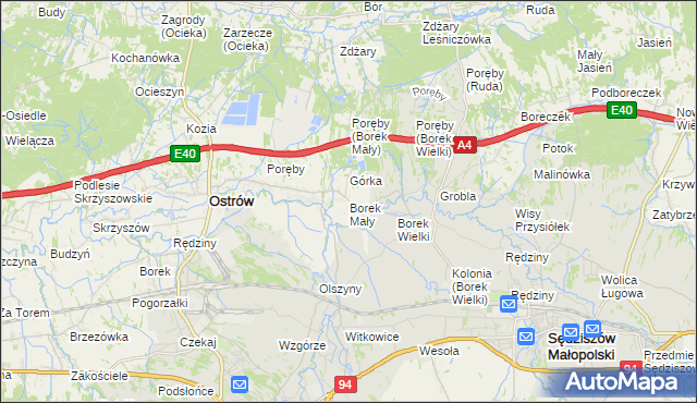 mapa Borek Mały, Borek Mały na mapie Targeo