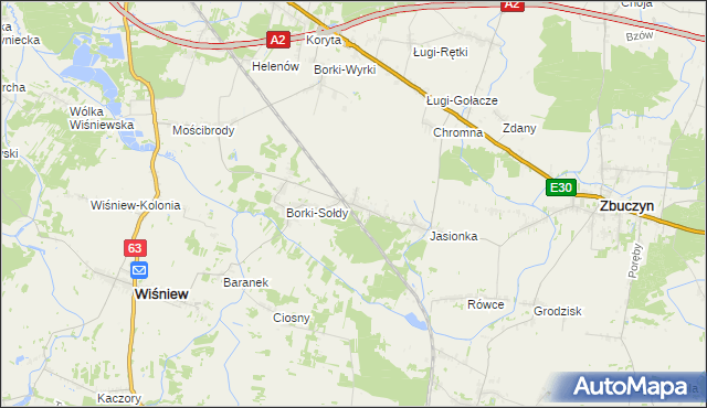 mapa Borki-Kosy, Borki-Kosy na mapie Targeo