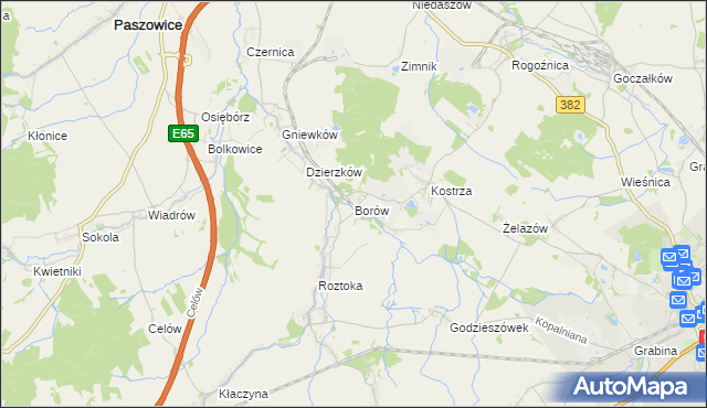 mapa Borów gmina Dobromierz, Borów gmina Dobromierz na mapie Targeo