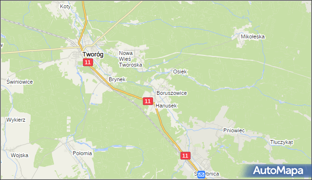 mapa Boruszowice, Boruszowice na mapie Targeo
