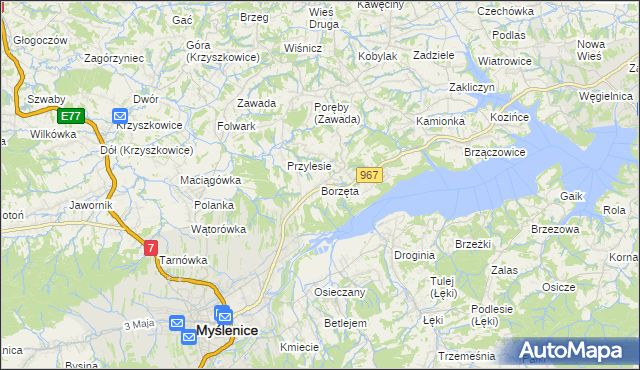 mapa Borzęta, Borzęta na mapie Targeo