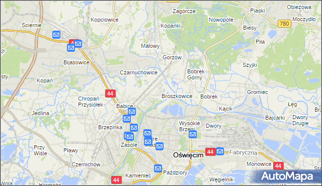 mapa Broszkowice, Broszkowice na mapie Targeo