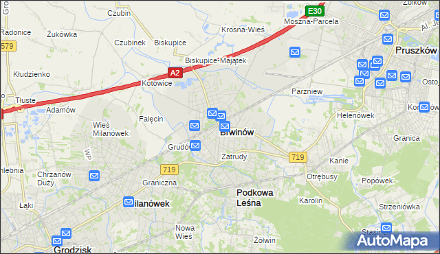 mapa Brwinów, Brwinów na mapie Targeo