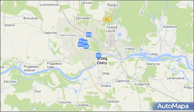 mapa Brzeg Dolny, Brzeg Dolny na mapie Targeo