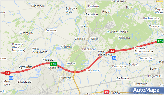 mapa Brzeźnica gmina Dębica, Brzeźnica gmina Dębica na mapie Targeo
