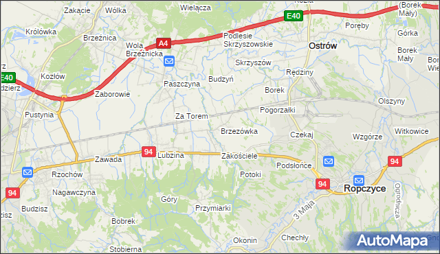mapa Brzezówka gmina Ropczyce, Brzezówka gmina Ropczyce na mapie Targeo
