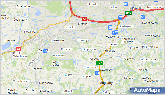 mapa Brzyczyna, Brzyczyna na mapie Targeo