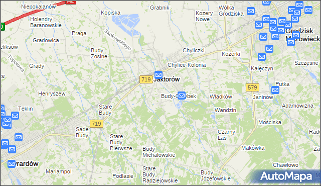 mapa Budy-Grzybek, Budy-Grzybek na mapie Targeo