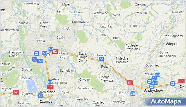 mapa Bulowice, Bulowice na mapie Targeo