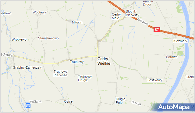 mapa Cedry Wielkie, Cedry Wielkie na mapie Targeo