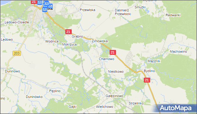 mapa Charnowo gmina Ustka, Charnowo gmina Ustka na mapie Targeo
