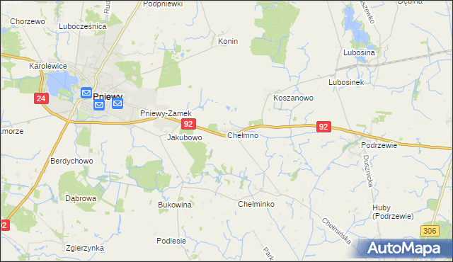 mapa Chełmno gmina Pniewy, Chełmno gmina Pniewy na mapie Targeo