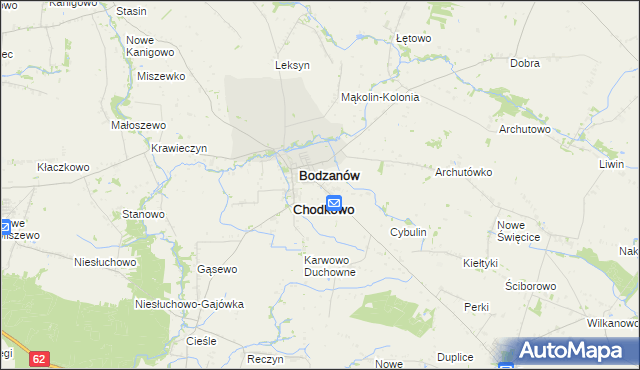 mapa Chodkowo-Działki, Chodkowo-Działki na mapie Targeo