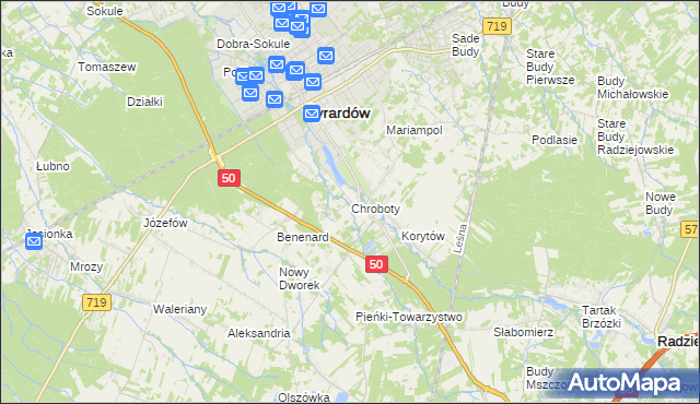 mapa Chroboty, Chroboty na mapie Targeo