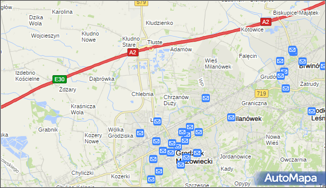 mapa Chrzanów Duży, Chrzanów Duży na mapie Targeo