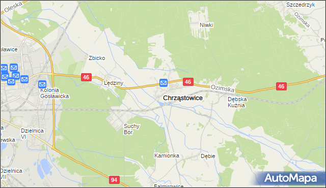 mapa Chrząstowice powiat opolski, Chrząstowice powiat opolski na mapie Targeo