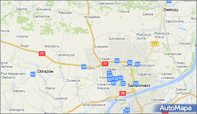 mapa Chwałki gmina Obrazów, Chwałki gmina Obrazów na mapie Targeo