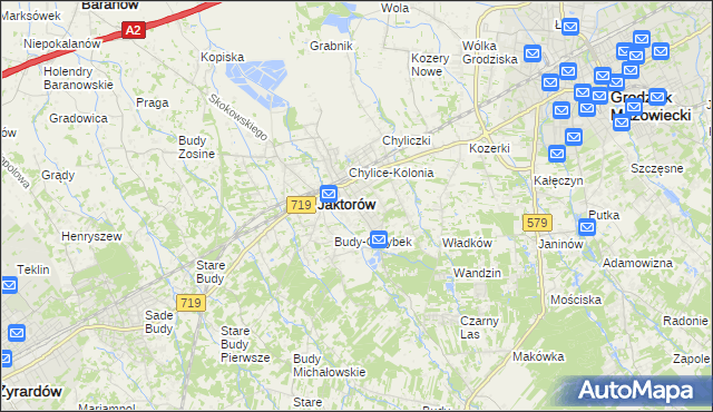 mapa Chylice gmina Jaktorów, Chylice gmina Jaktorów na mapie Targeo