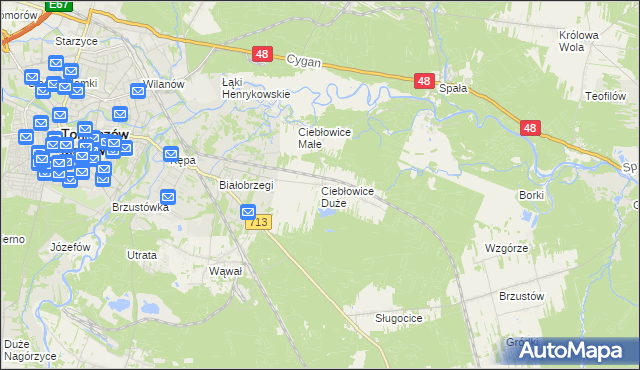 mapa Ciebłowice Duże, Ciebłowice Duże na mapie Targeo