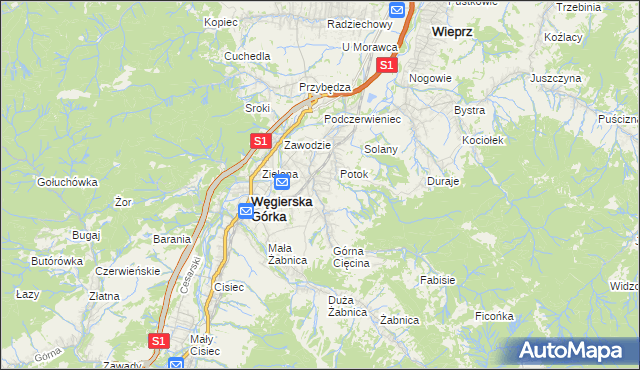 mapa Cięcina, Cięcina na mapie Targeo