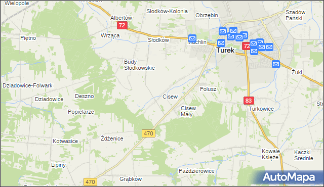mapa Cisew, Cisew na mapie Targeo