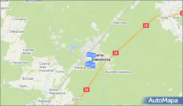 mapa Czarna Białostocka, Czarna Białostocka na mapie Targeo