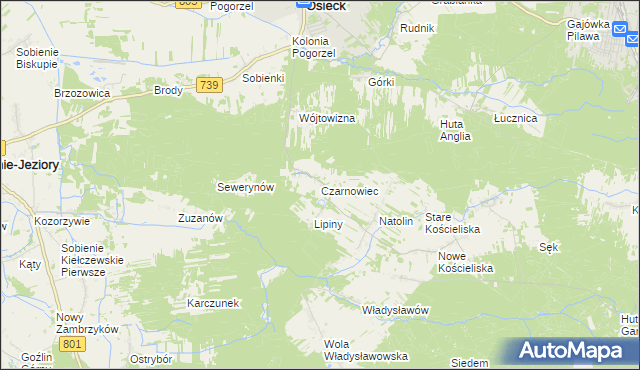 mapa Czarnowiec gmina Osieck, Czarnowiec gmina Osieck na mapie Targeo