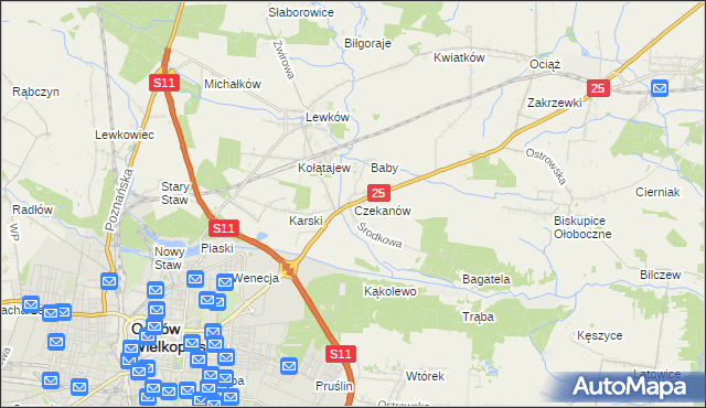 mapa Czekanów gmina Ostrów Wielkopolski, Czekanów gmina Ostrów Wielkopolski na mapie Targeo