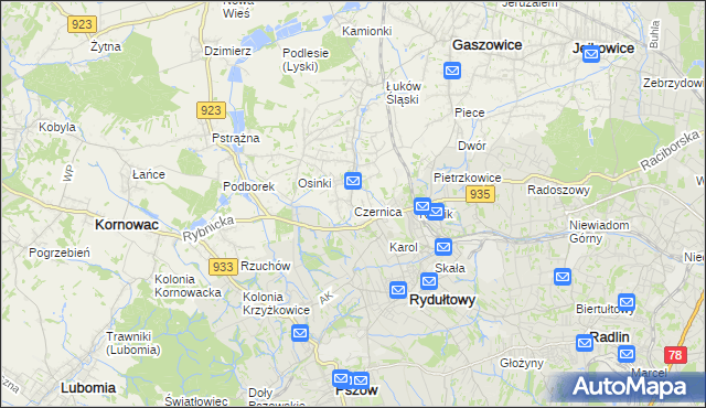 mapa Czernica gmina Gaszowice, Czernica gmina Gaszowice na mapie Targeo