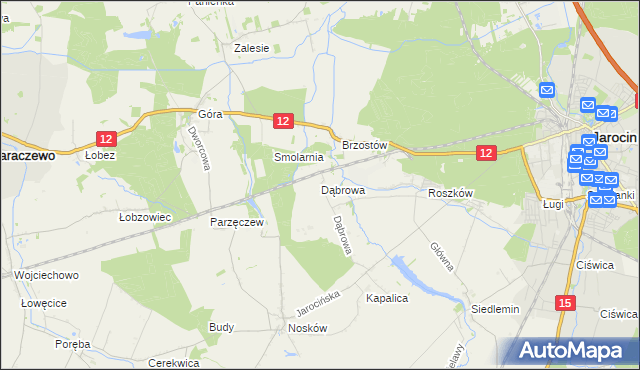 mapa Dąbrowa gmina Jarocin, Dąbrowa gmina Jarocin na mapie Targeo