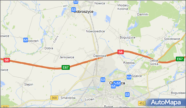 mapa Dąbrowa gmina Oleśnica, Dąbrowa gmina Oleśnica na mapie Targeo