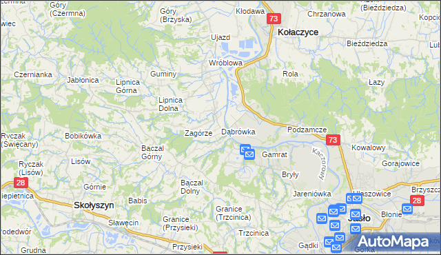 mapa Dąbrówka gmina Brzyska, Dąbrówka gmina Brzyska na mapie Targeo