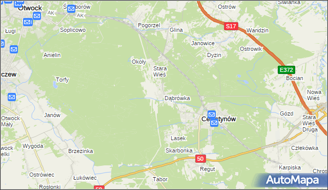 mapa Dąbrówka gmina Celestynów, Dąbrówka gmina Celestynów na mapie Targeo