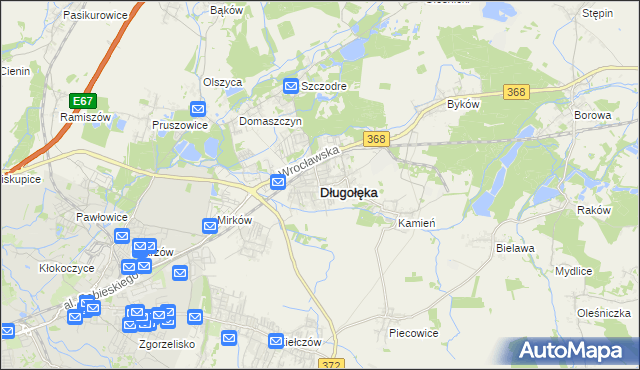 mapa Długołęka powiat wrocławski, Długołęka powiat wrocławski na mapie Targeo