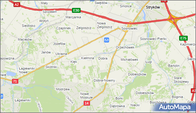 mapa Dobra gmina Stryków, Dobra gmina Stryków na mapie Targeo