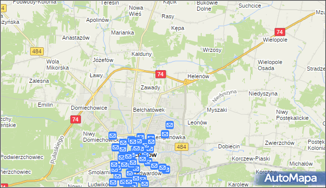 mapa Dobrzelów, Dobrzelów na mapie Targeo
