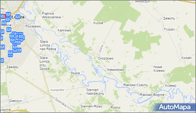 mapa Drozdowo gmina Piątnica, Drozdowo gmina Piątnica na mapie Targeo