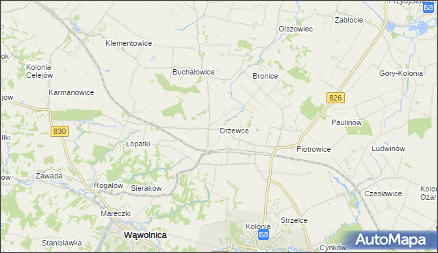 mapa Drzewce gmina Nałęczów, Drzewce gmina Nałęczów na mapie Targeo