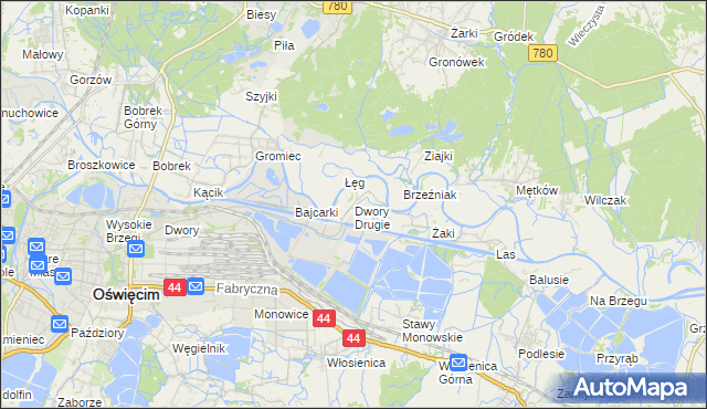 mapa Dwory Drugie, Dwory Drugie na mapie Targeo