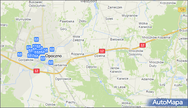 mapa Dzielna gmina Opoczno, Dzielna gmina Opoczno na mapie Targeo