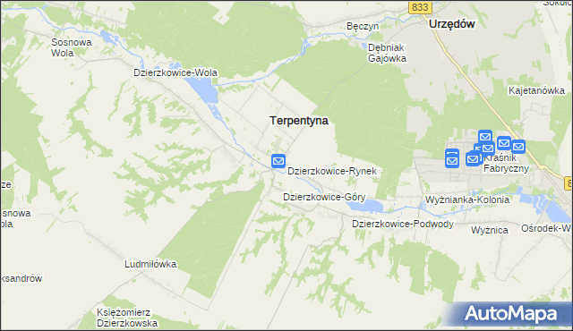 mapa Dzierzkowice-Rynek, Dzierzkowice-Rynek na mapie Targeo