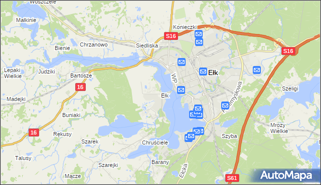 mapa Ełk powiat ełcki, Ełk powiat ełcki na mapie Targeo
